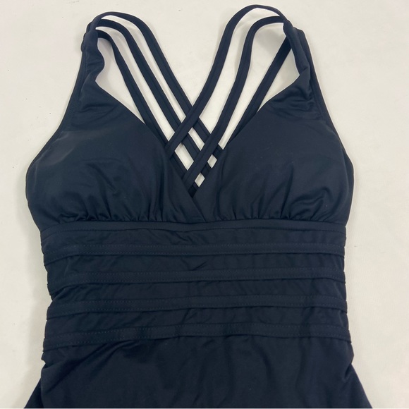 La Blanca NWT LB6BA22 Island Cross Back Mio One-piece Swimsuit Black. Size 4 - Picture 4 of 14